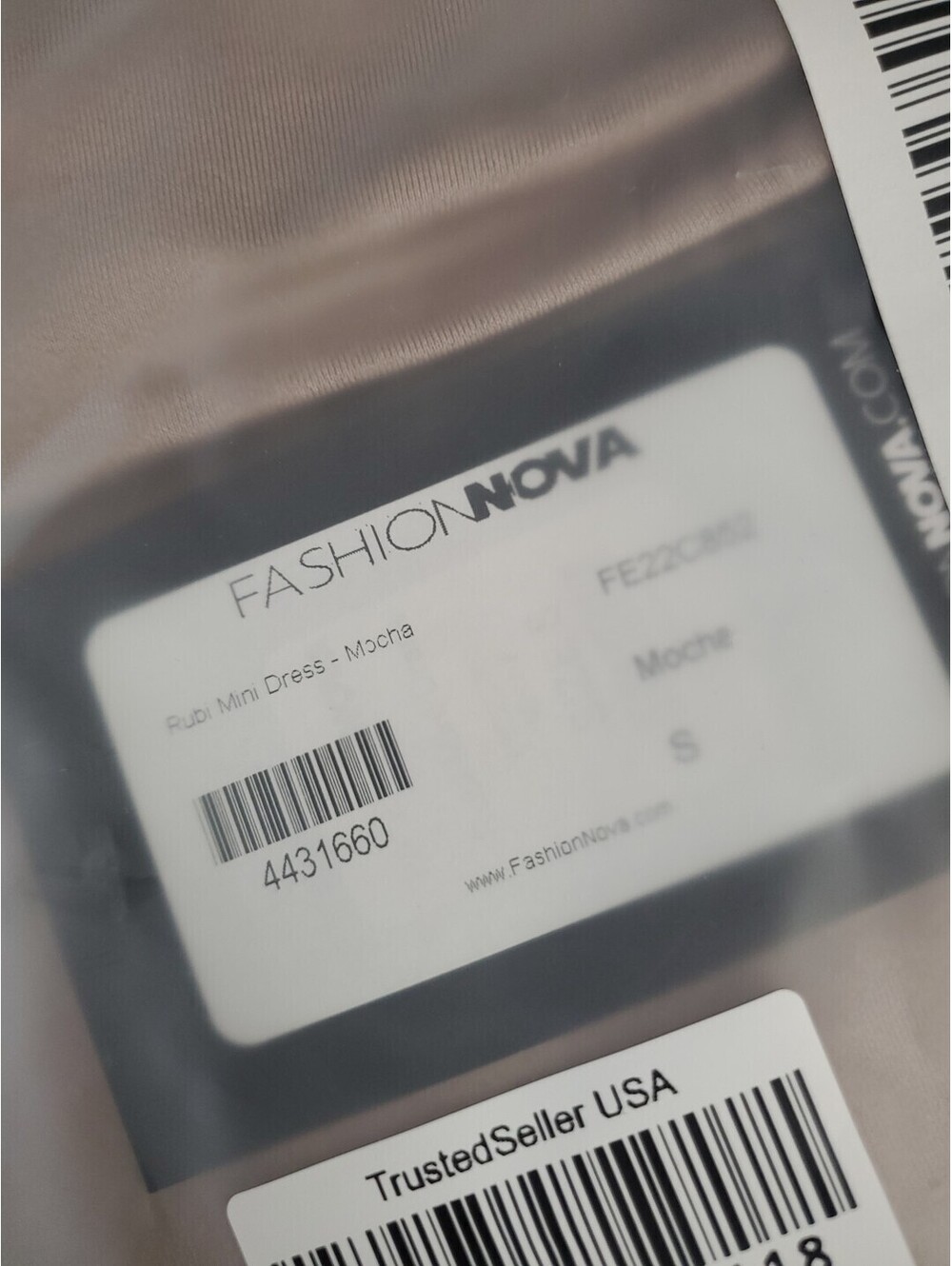 Fashion Nova Women's Rubi Mini Dress Mocha Beige Sz. S NEW - Picture 5 of 5
